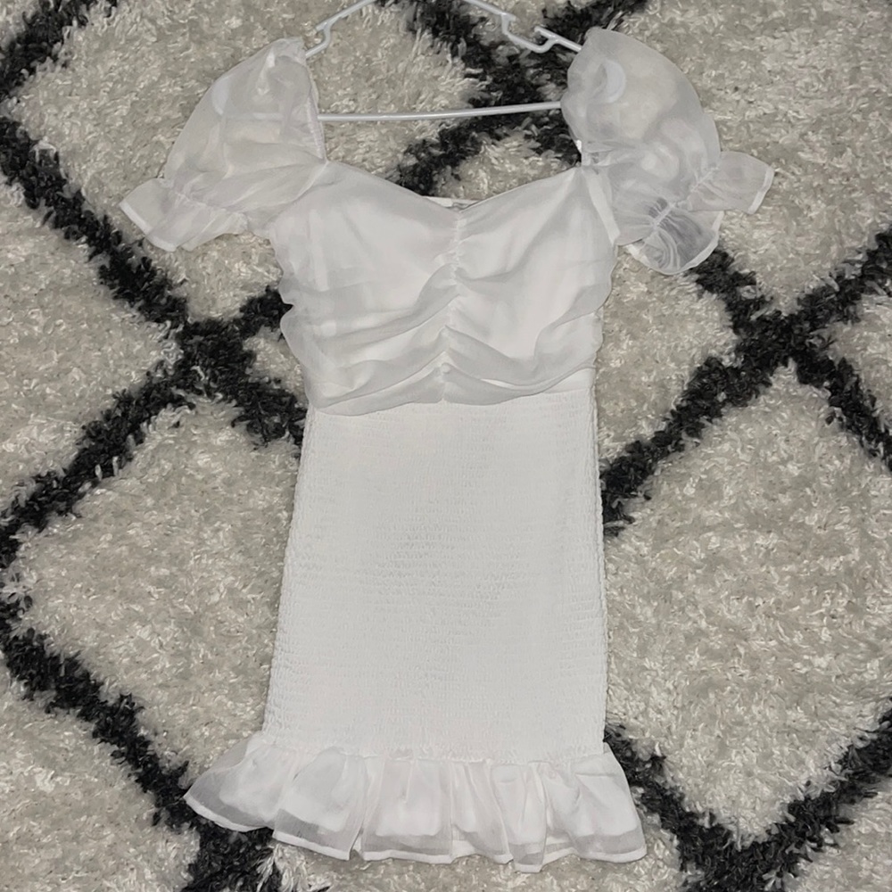 She + Sky white smocked dress